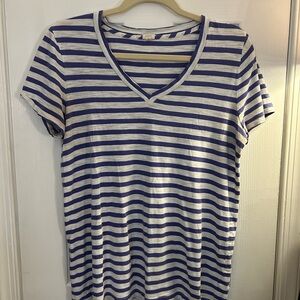 J. Crew Purple Striped V-Neck Women's TopSize Large